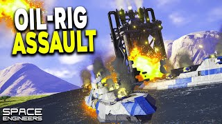EPIC Oil Rig Battle In Space Engineers - Multiplayer Battles
