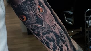 The  Owl realistic tattoo time lapse