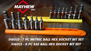 Celebrity Mayhew Tools 16022 SAE & 16023 Metric Ball Hex Socket Bit Set, 7-Piece, Polished Chrome Wealth