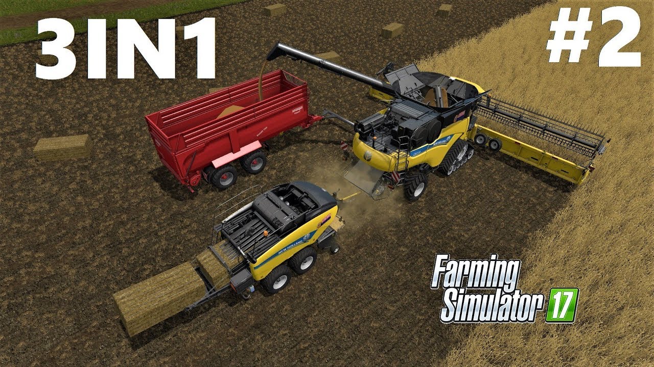 Farming Simulator 17 | 3IN1 | Wheat Harvesting , Straw Baling , Wheat Loading on Trailer