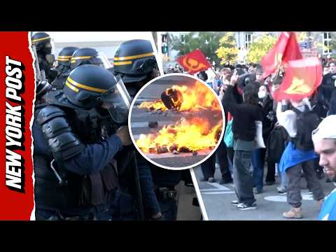 French Student Protesters Set Street Fires and Clash With Police as Protests Escalate Nationwide