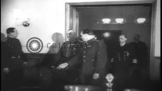 Soviet, British and United States officials receive surrender from German Field M...HD Stock Footage