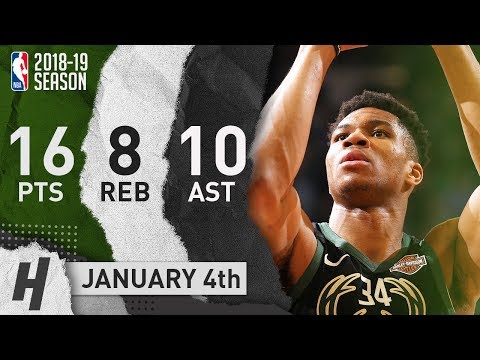 Giannis Antetokounmpo Full Highlights Bucks vs Hawks 2019.01.04 - 16 Pts, 10 Ast, 8 Rebounds!