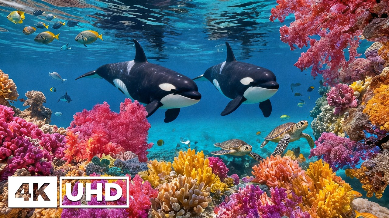 Подводный мир 4K (ULTRA HD) 🐠 Разноцветные рифовые рыбки, плавающие в спокойном и мирном океане