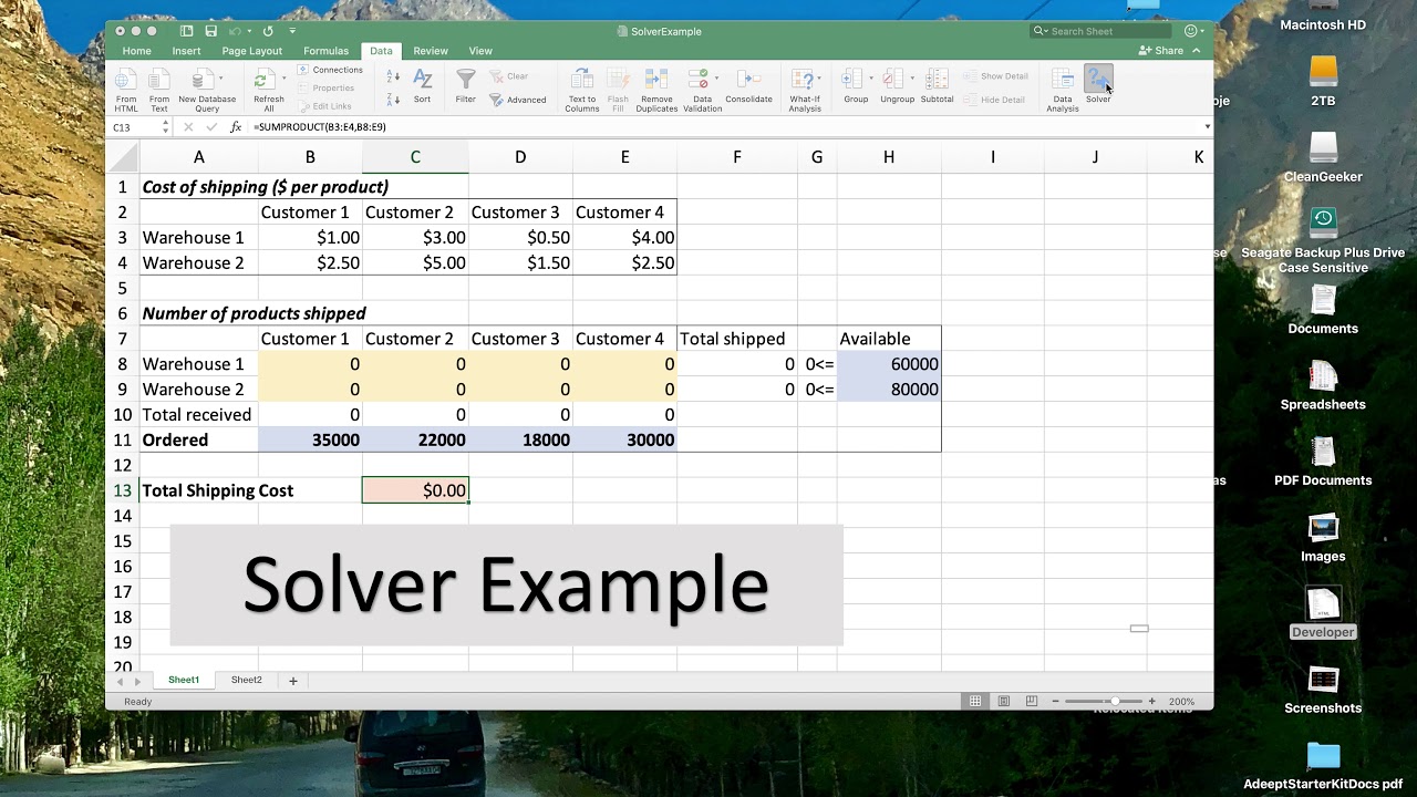 linear programming excel solver tutorial