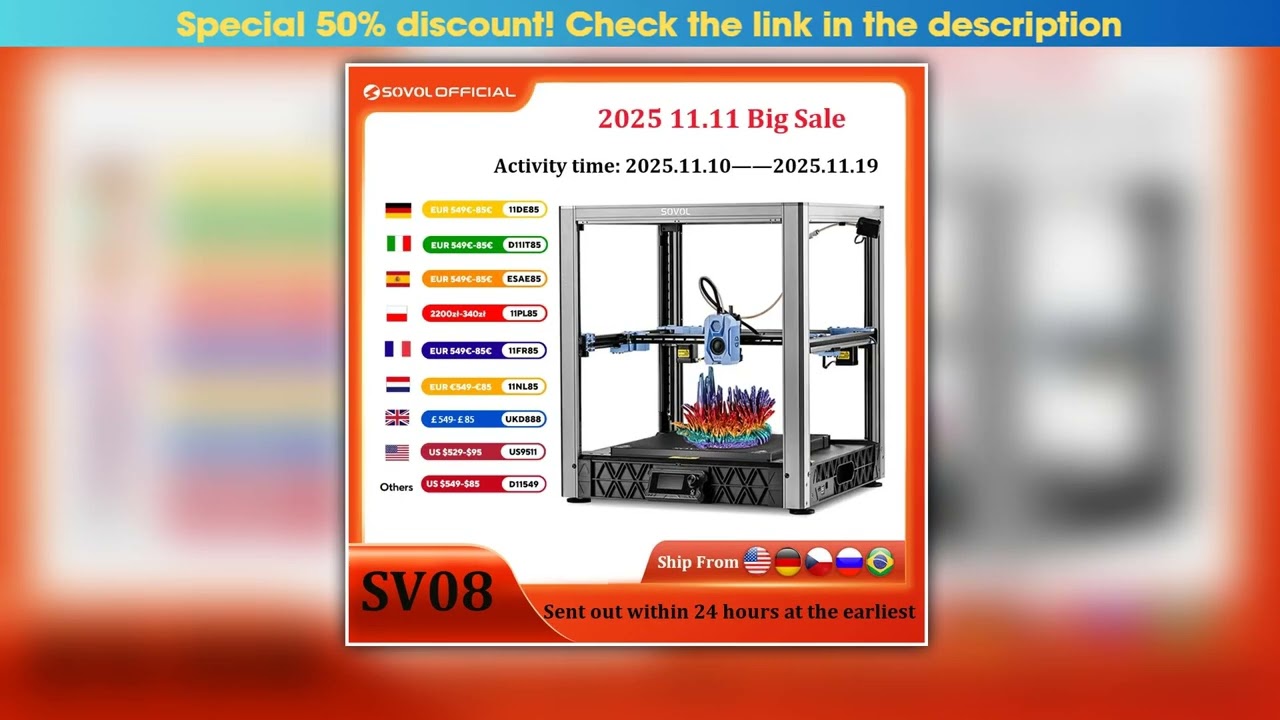 Sovol SV08 CoreXY 3D Printer Open Source Max 700mms High Speed 3D Printers with 300 Clogfree