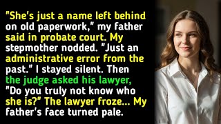 "She's just a name left behind on old paperwork," my father said in probate court. My stepmother