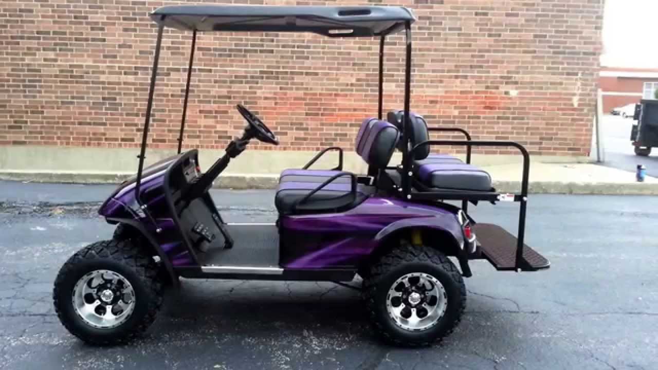 Candy Purple Over Black Custom Lifted EZGO PDS Golf Cart, Custom 1off