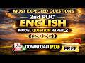 English 2nd PUC Model Question Paper 2 (2026) | Download PDF