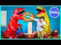 Giant Life Size T-Rex Dinosaurs Crash the Office and Play Jenga!!!