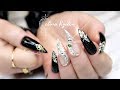 NAIL TUTORIAL | FAKE SPIDER GEL | SWAROVSKI CRYSTAL APPLICATION | LIGHT ELEGANCE STILETTO GEL NAILS