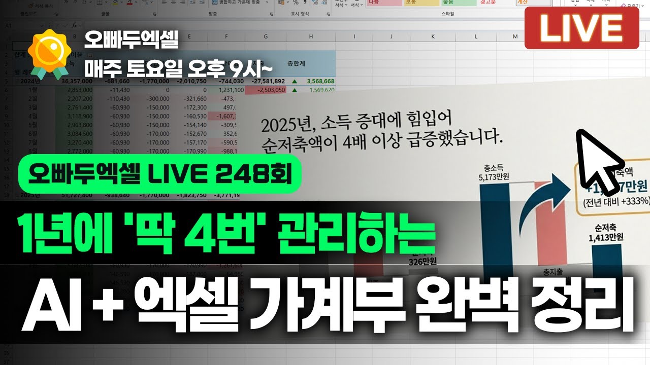 가계부, 1년에 딱 4번만 쓰세요 – 엑셀 자동화로 끝내는 실전 가계부 작성법