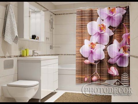 Фото Шторка для ванної "Орхідеї та дерево" - ціна вказана за 1 м.кв. Читаємо опис!, видео 1