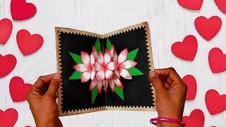 DIY Flower Pop up Card // DIY 3D Pop up Card // Valentine&#39;s Day Card / Hearts Pop-Up Card