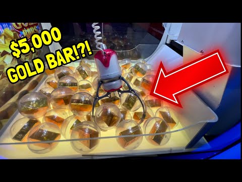 Found A GOLD BAR Claw Machine In A CASINO!!!
