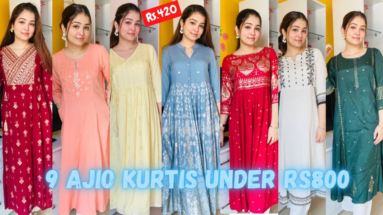 Ajio kurti haul under ₹ 300 |affordable kurti haul for college and office  wear|malayalam - YouTube