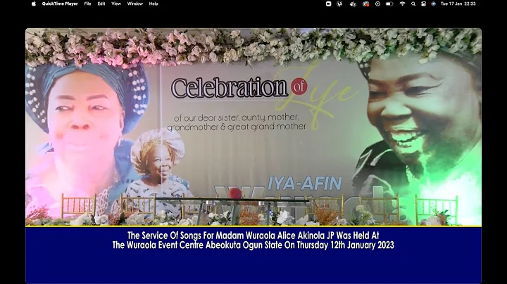 THE SERVICE OF SONGS AND BURIAL CEREMONY FOR MADAM WURAOLA ALICE AKINOLA