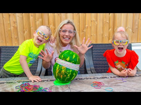 Watermelon and Floor is Lava challenge with Mom - Gaby and Alex