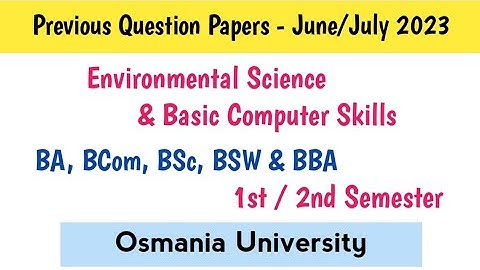 Environmental Science | BCS | Question Paper June 2023 | BA Bcom BSc BBA | 1st Sem | 2nd Sem | OU