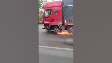Truck with broken front wheel