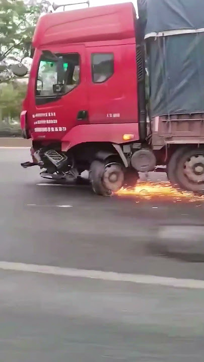 Truck with broken front wheel