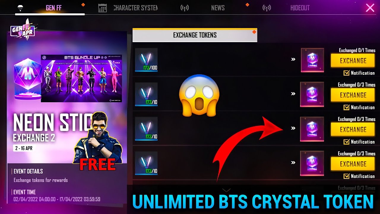 UNLIMITED BTS CRYSTAL TOKEN 🤩 ll NEON STICK EXCHANGE BTS CRYSTAL