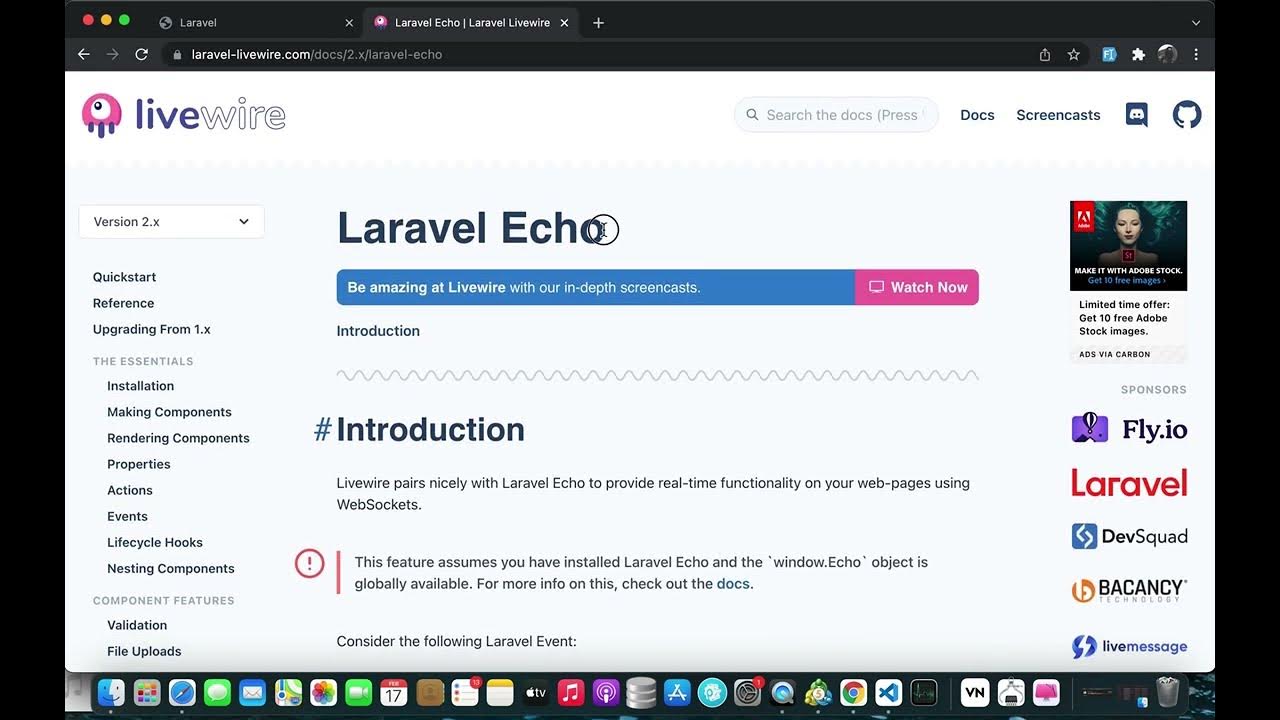 31 Receive broadcasted message through Laravel Echo (Laravel-Livewire  Chat-Message App Tutorial)