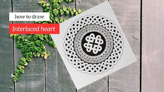 How to draw Celtic knot in a mandala |Interlinked hearts| Celtic knot design