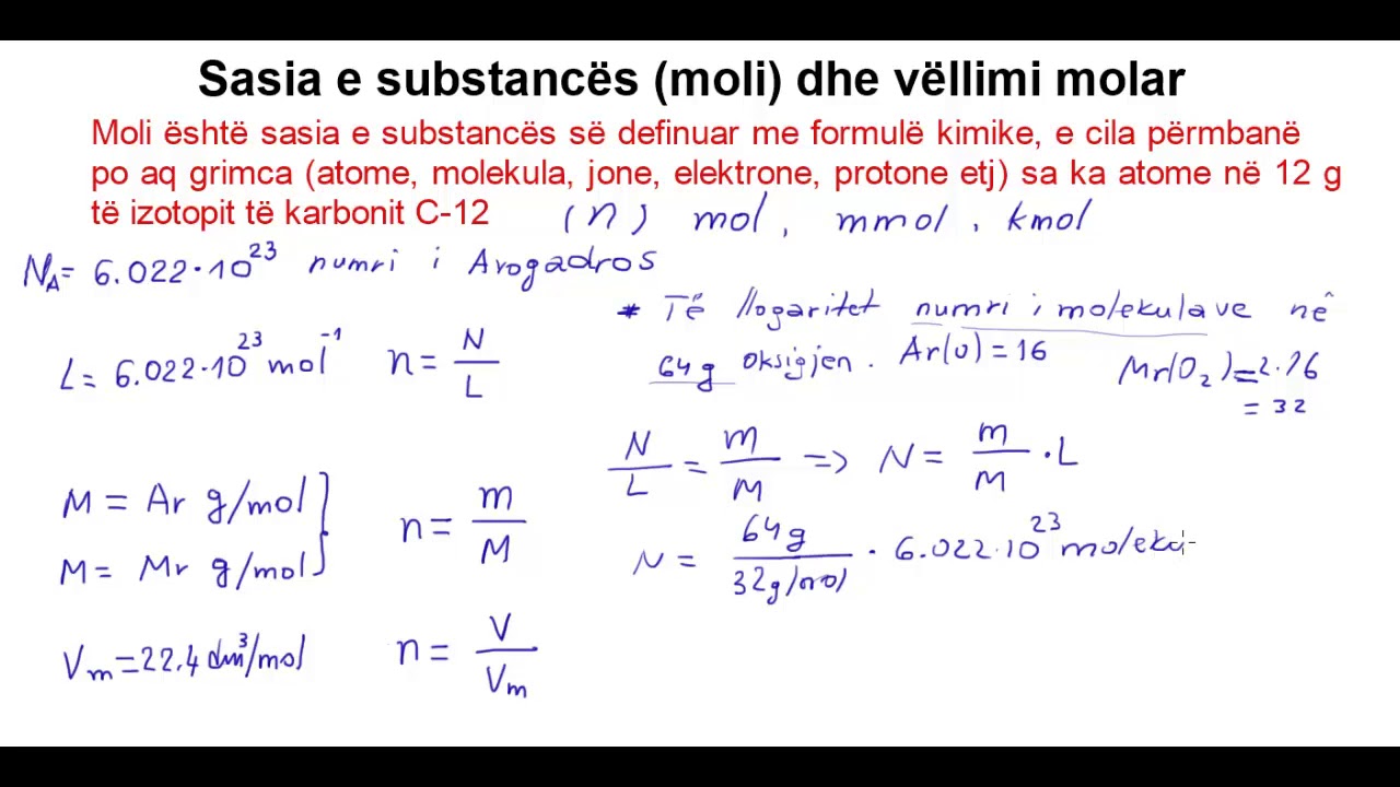 Sasia e substancës moli dhe vëllimi molar