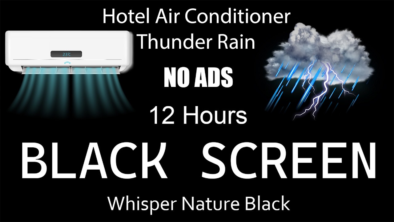 [NO ADS] Fall Asleep Fast with AC Sound and Thunder Rain Tonight | 12 Hours Black Sreen