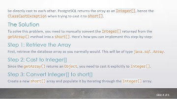 Solving ClassCastException When Retrieving PostgreSQL smallint[] to Java short[]