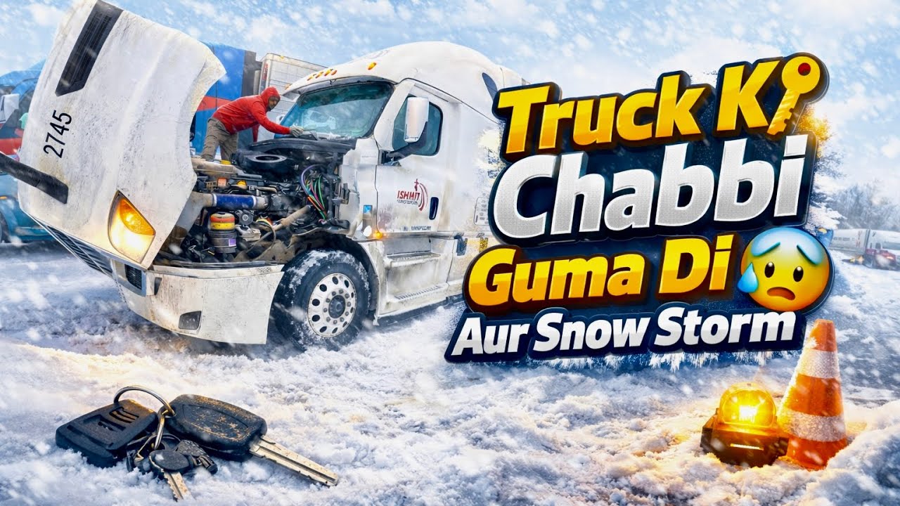 I lost my truck key 🔑 😢 | driving Semi truck in snow storm 🌨️ 