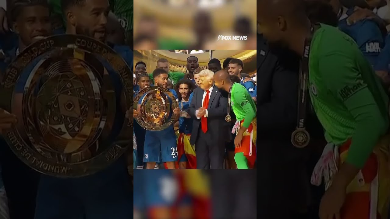 President Trump Celebrates With Chelsea After FIFA Club World Cup Win Shorts Donaldtrump Soccer