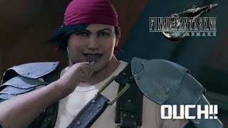 Final Fantasy VII Remake- Wedge gets his butt bit by a dog
