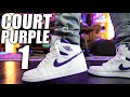 jordan 1 court purple 2021 on feet