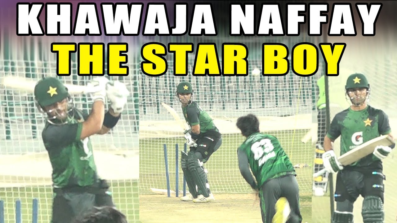 Khawaja Naffay in action batting practice at gaddafi stadium lahore