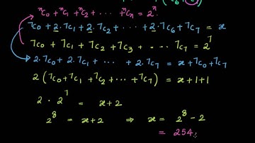 Binomial coefficients:   (7c0 + 7c1) + (7c1 + 7c2)...   Sum   Example