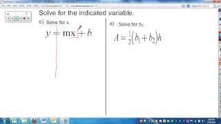 Algebra 1-1b Solving Equations with Variables