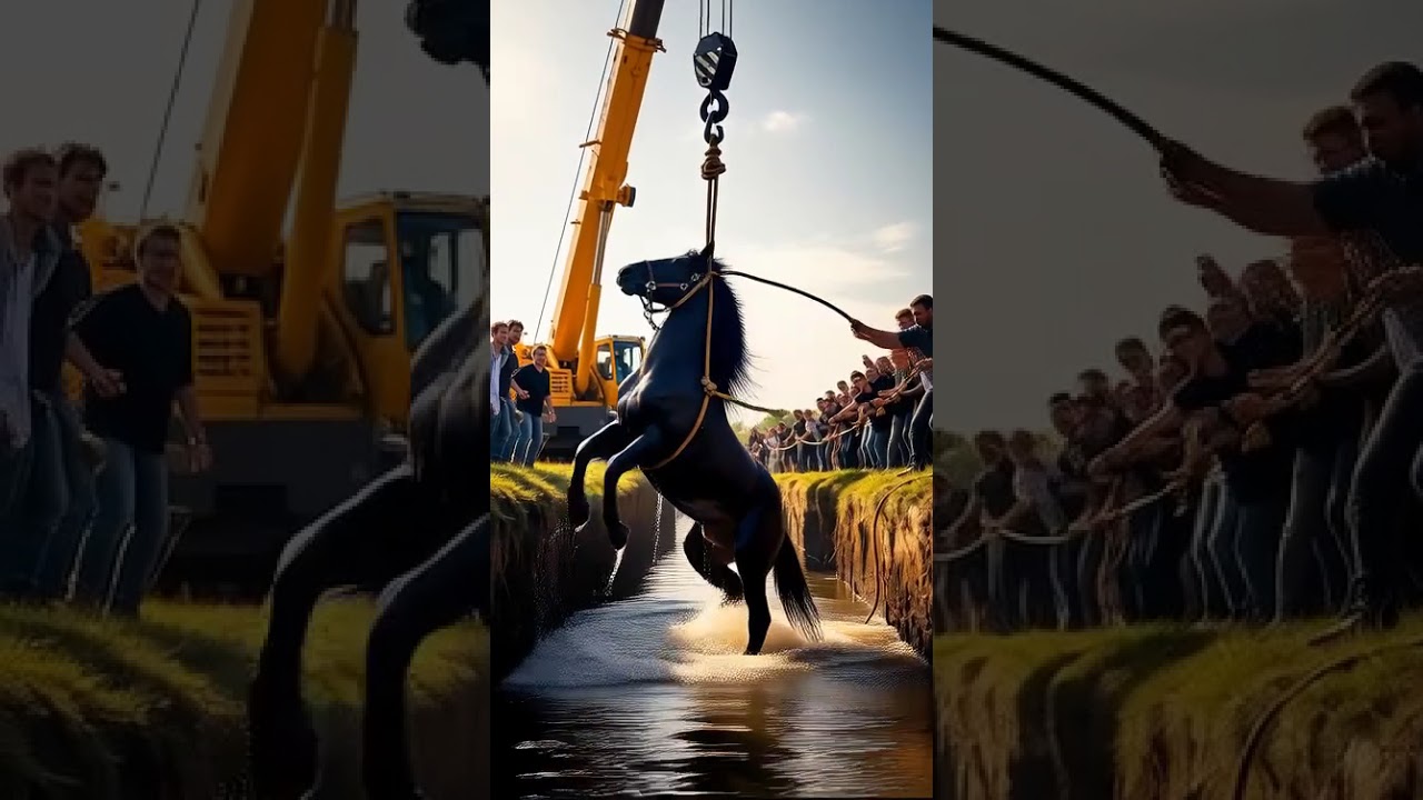 🐎 A Stallion Fell into a Ditch! Tense and Dramatic Rescue 💦