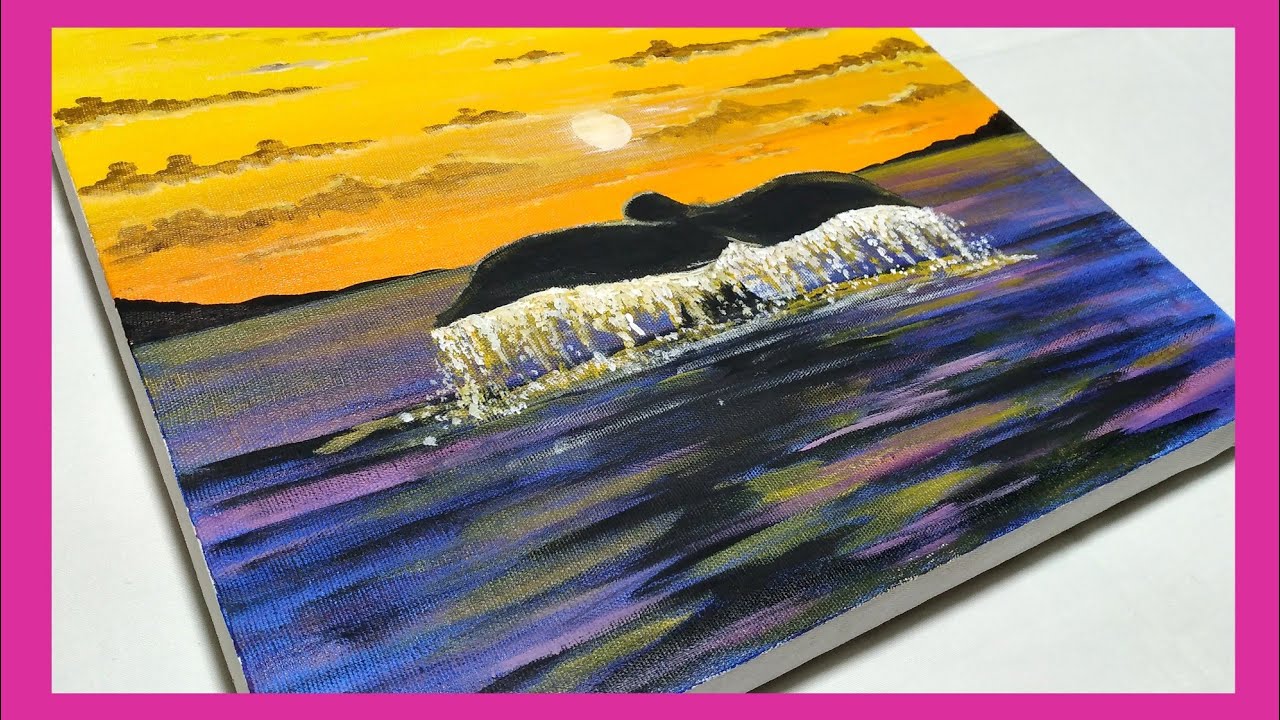 ✅ Cómo Pintar una BALLENA en un ATARDECER en el OCÉANO | Pintura Acrílica | Acrylic Painting #83