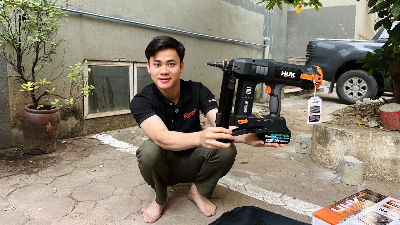 ✅ Súng bắn đinh bê tông pin Hukan mẫu mới G3-B38PROMAX không dùng gas quá khoẻ anh em ơi