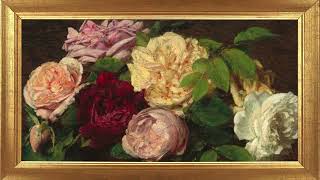 Roses de Nice on a Table – Henri Fantin-Latour 1882  19th Century Floral Still Life 4K Oil Painting