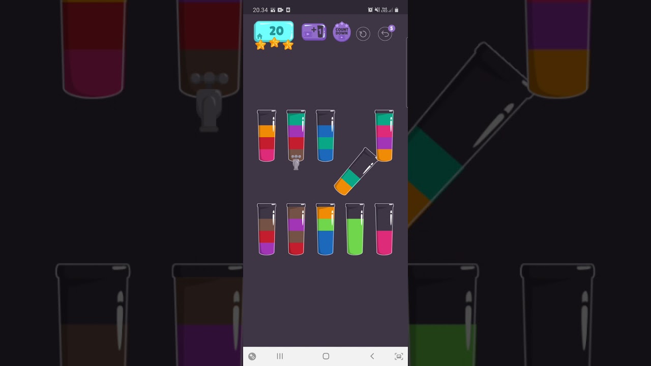 cups water sort puzzle level 20