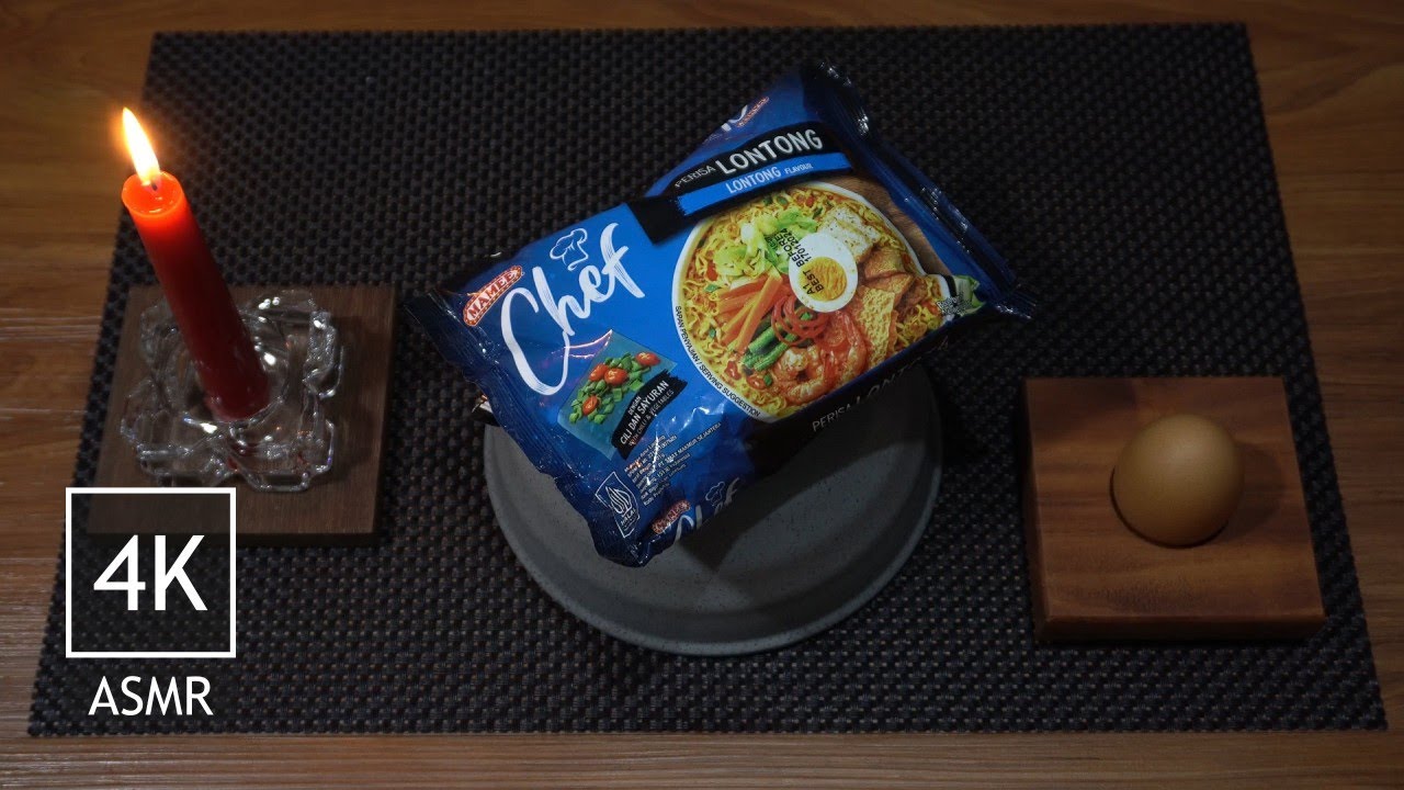 4K ASMR・Cook Eat Drink・Mamee Chef Lontong Flavour & Water - YouTube