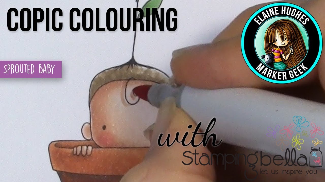 Copic Colouring Stamping Bella 2019: Sprouted Baby rubber stamp - YouTube