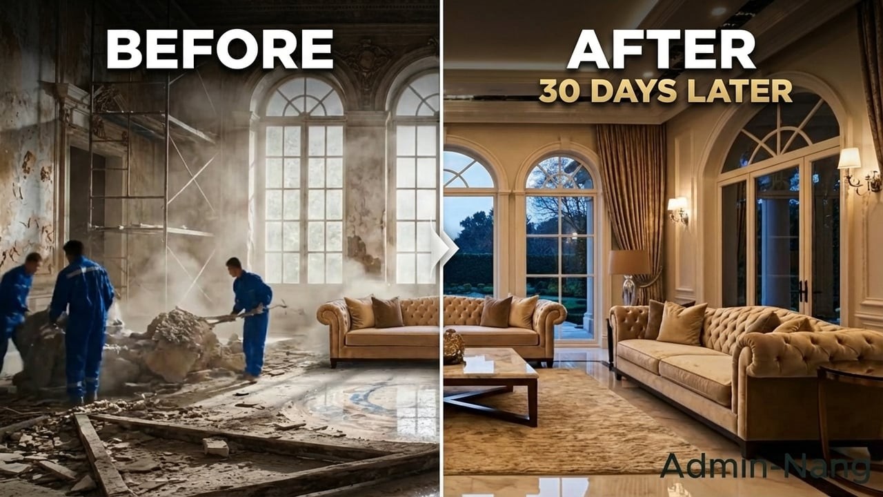 Incredible Fast Renovation x2 0% Dirty to 100% Luxury Kung Villa Restoration