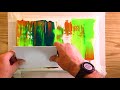 Abstract Painting In Acrylics | Free Flow Peper Technique | Relaxing Art Demonstration