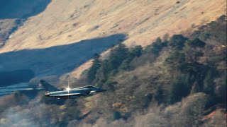 RAF Typhoon low level training along Ullswater in the Lake District UK