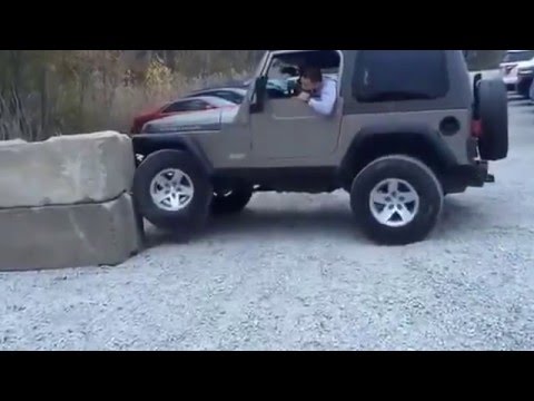 Wrangler climbing a wall