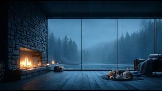 Snowy Cabin Jazz 🐶 Fireplace & Sleeping Beagle Companion screenshot 2